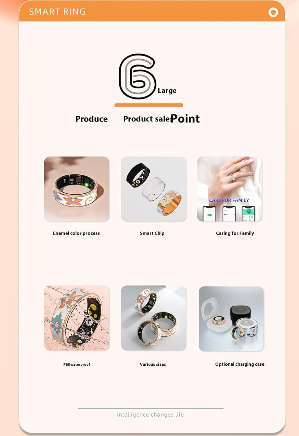 Bague de Bien-être Intelligente en Émail – Fitness et Suivi du Sommeil pour iOS et Android – Aurina