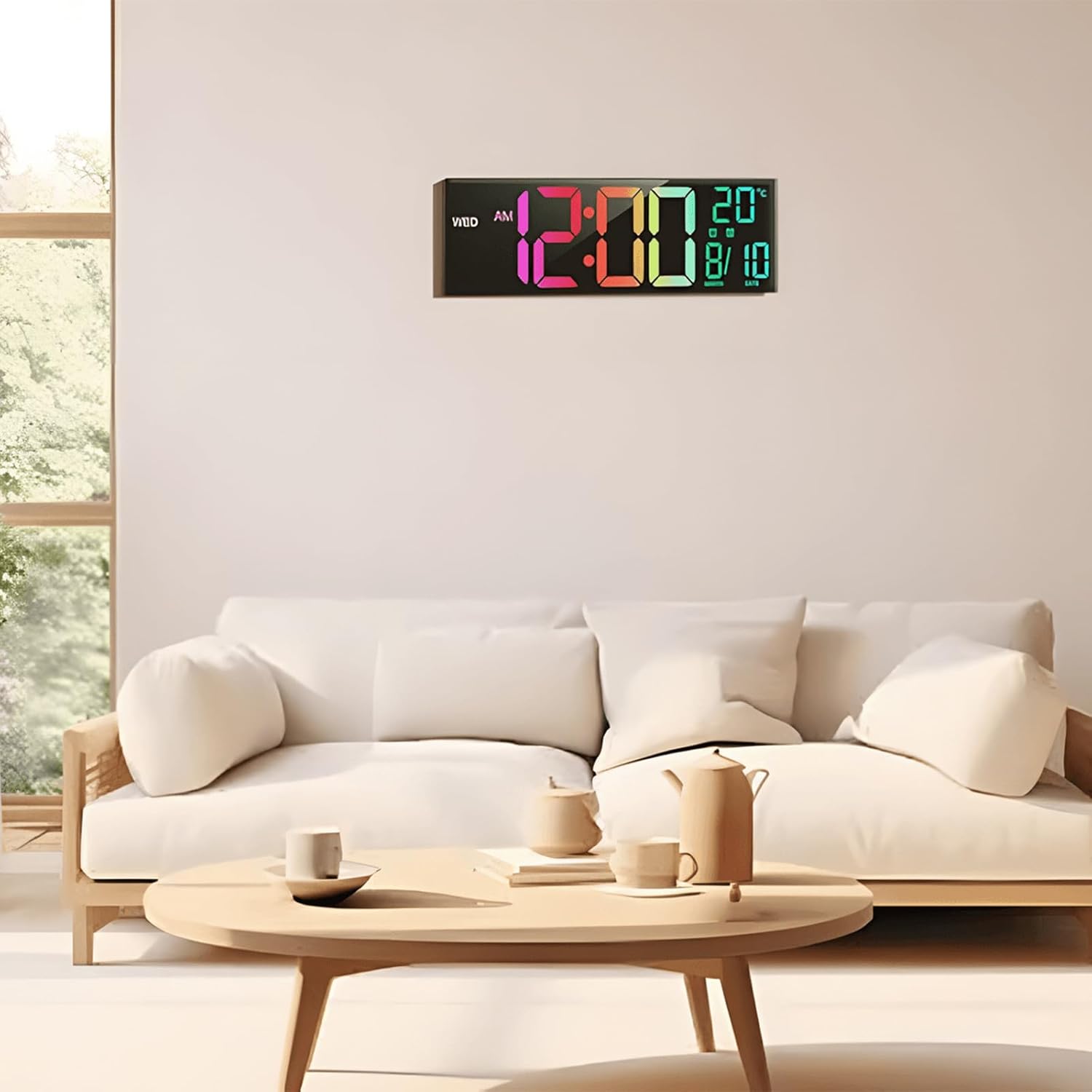 Horloge numérique murale et de bureau RGB de 41 cm avec télécommande – Lumeris