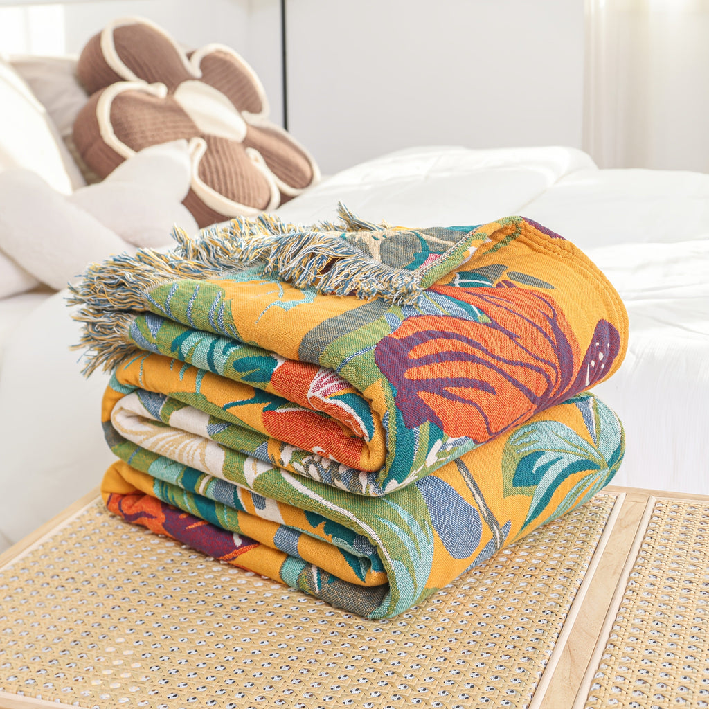 PUREBLOOM – Couverture d'été en coton jacquard respirant pour un sommeil frais et confortable
