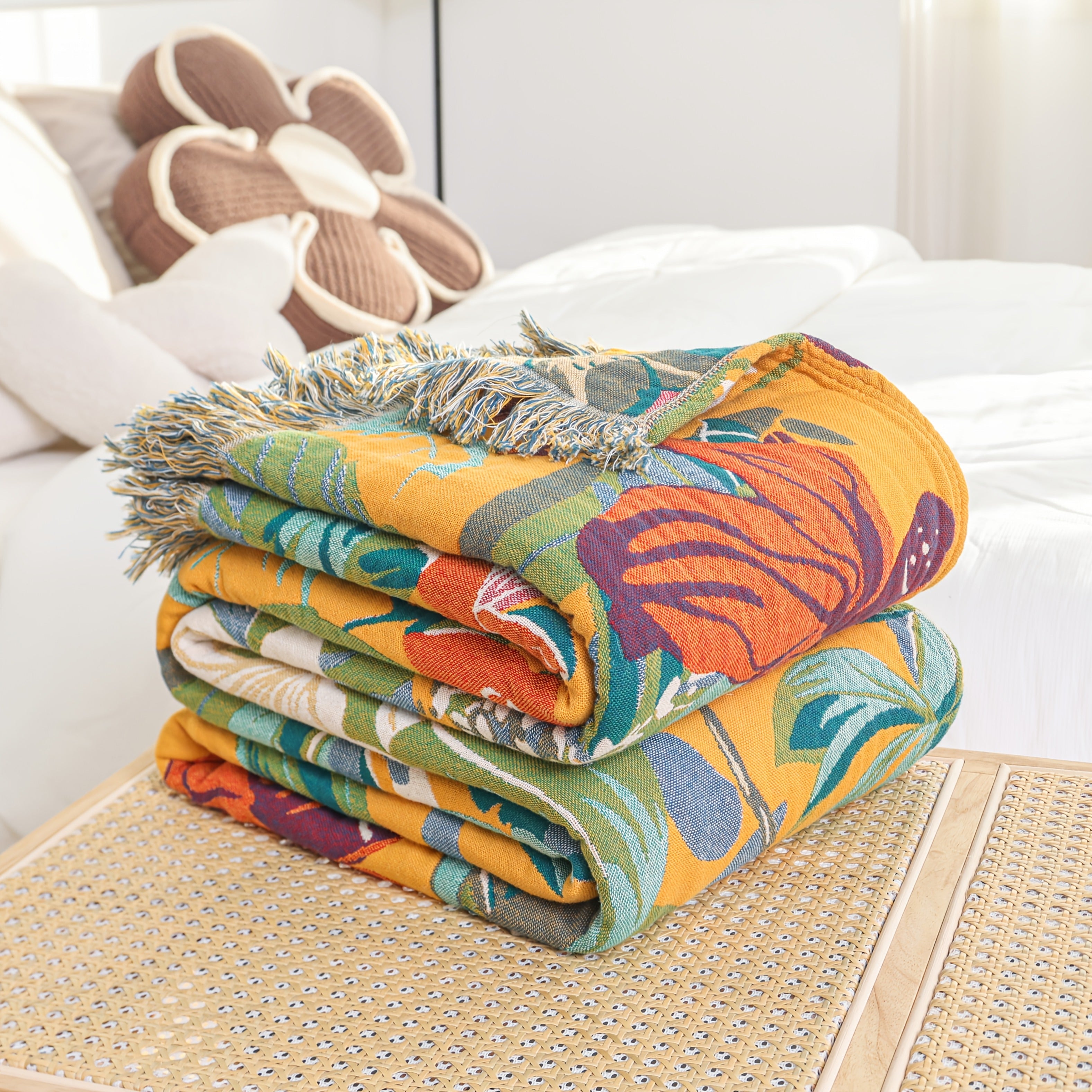 PUREBLOOM – Couverture d'été en coton jacquard respirant pour un sommeil frais et confortable