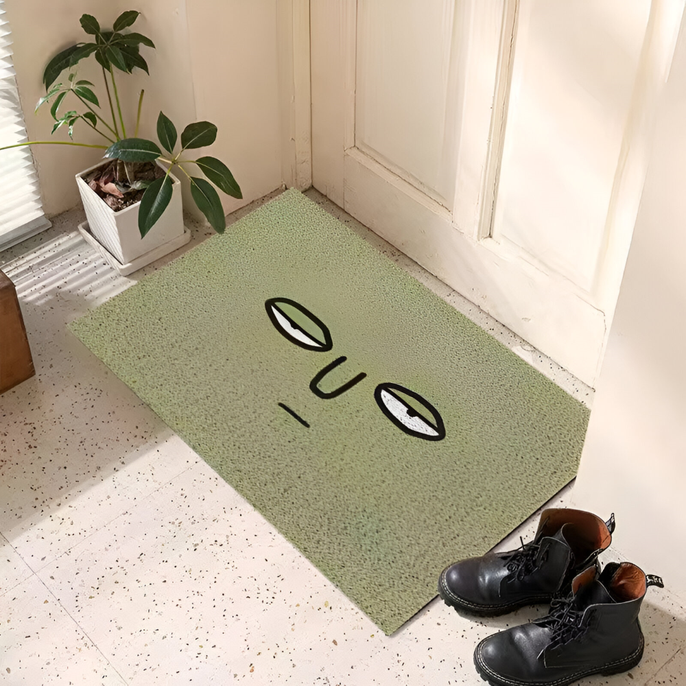 Tapis de porte en PVC antidérapant avec visage souriant