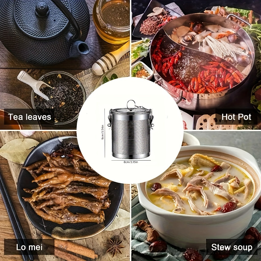 Infuseur à épices en acier inoxydable – Passoire fine réutilisable avec chaîne allongée pour thé en vrac, herbes et épices – Idéal pour cuisiner, infuser et un usage en cuisine