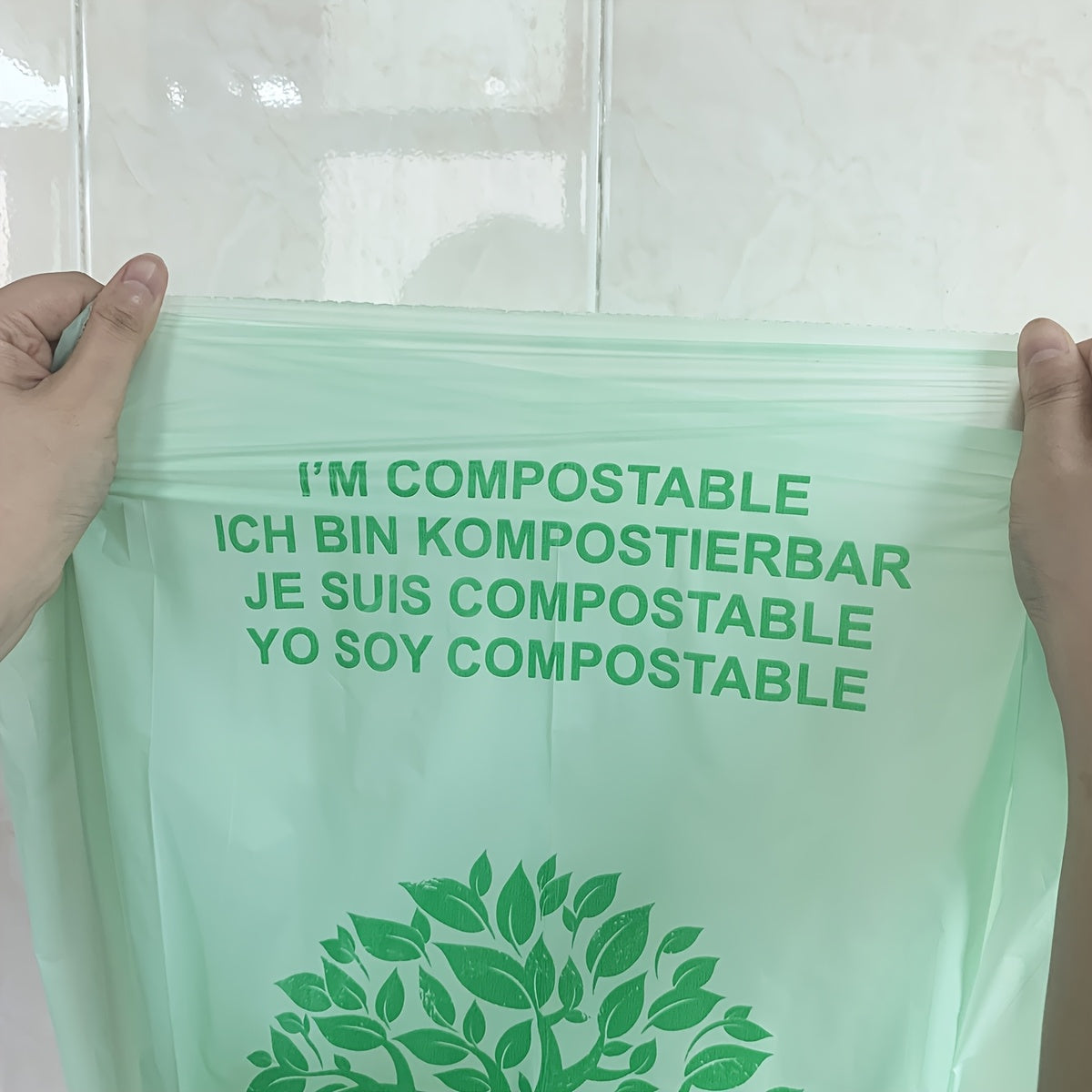 ECOBINZ - Sacs à déchets alimentaires compostables extra épais 6L/8L/10L/30L 3 Gallons, rouleau de 50/25 pièces