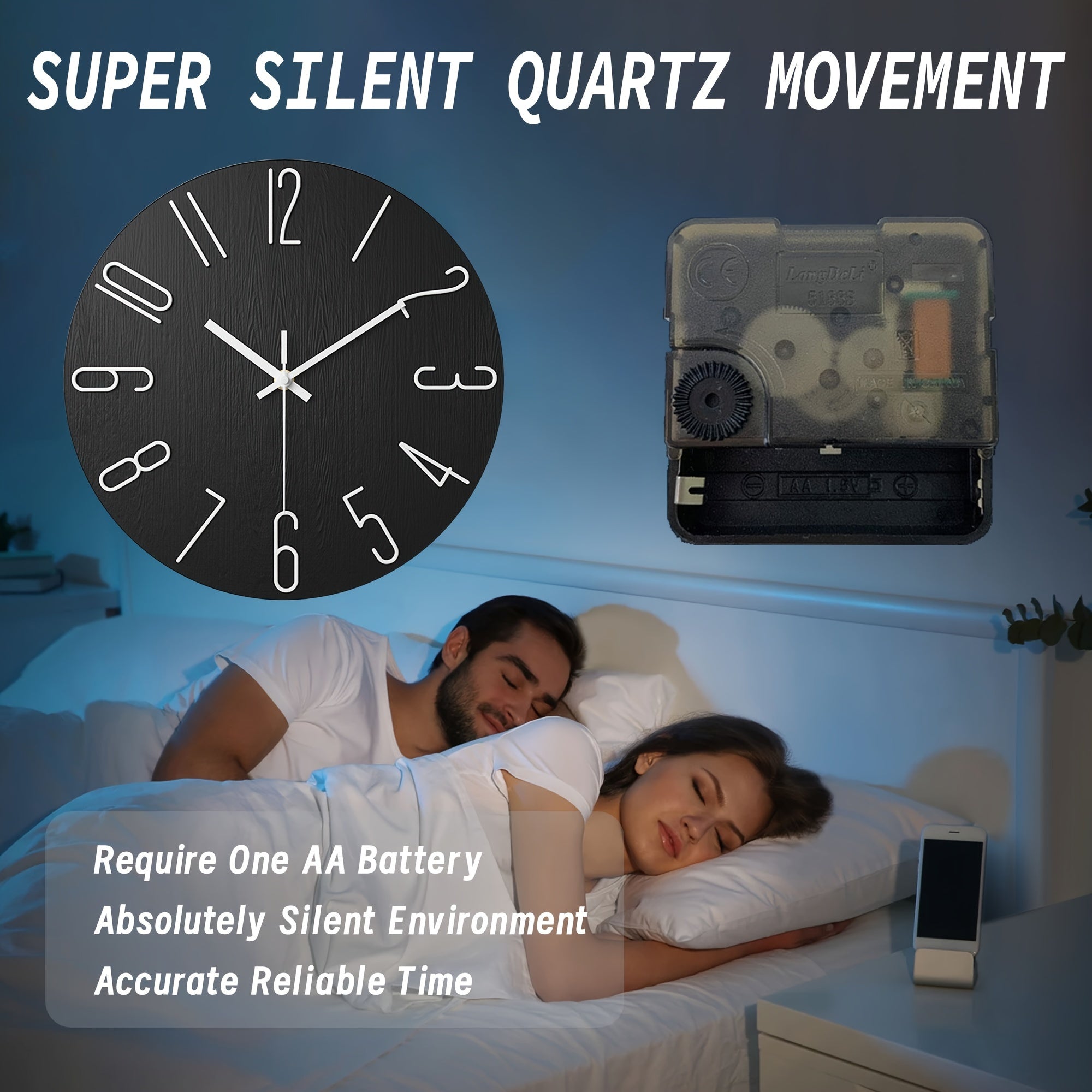 OAKTIDE - Horloge murale contemporaine conçue pour des intérieurs modernes et silencieux