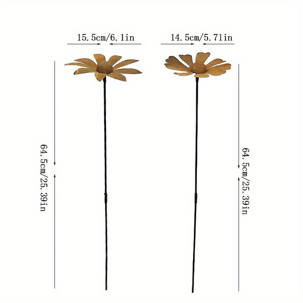 Tuteur de jardin en métal Fleur de camomille Sculpture 65 cm