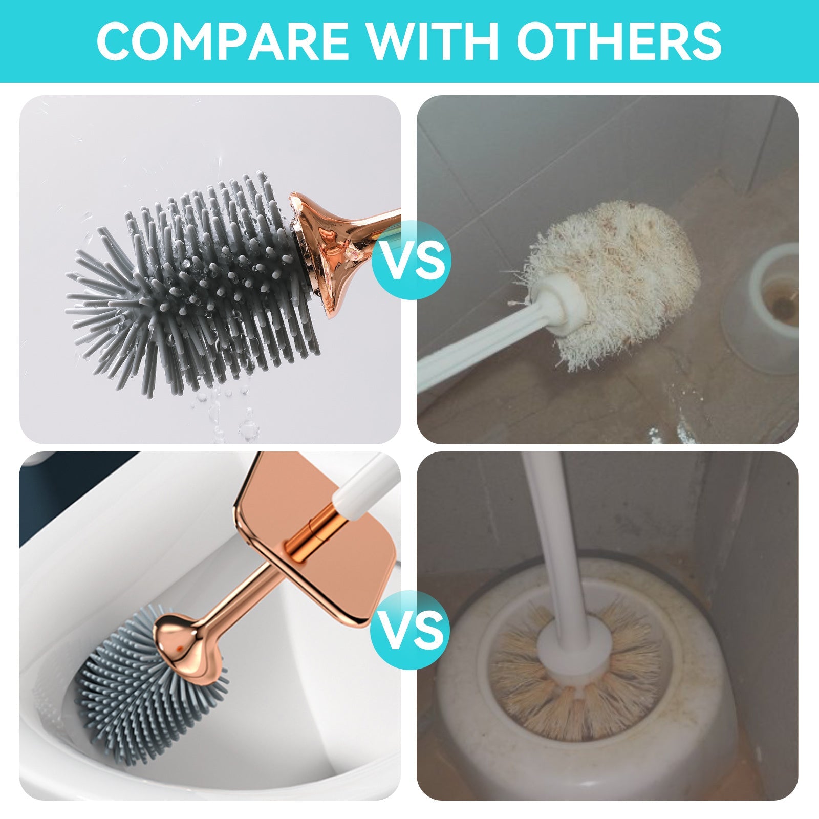 BATHORIA - Brosse de Nettoyage de Salle de Bain Moderne avec Support Durable