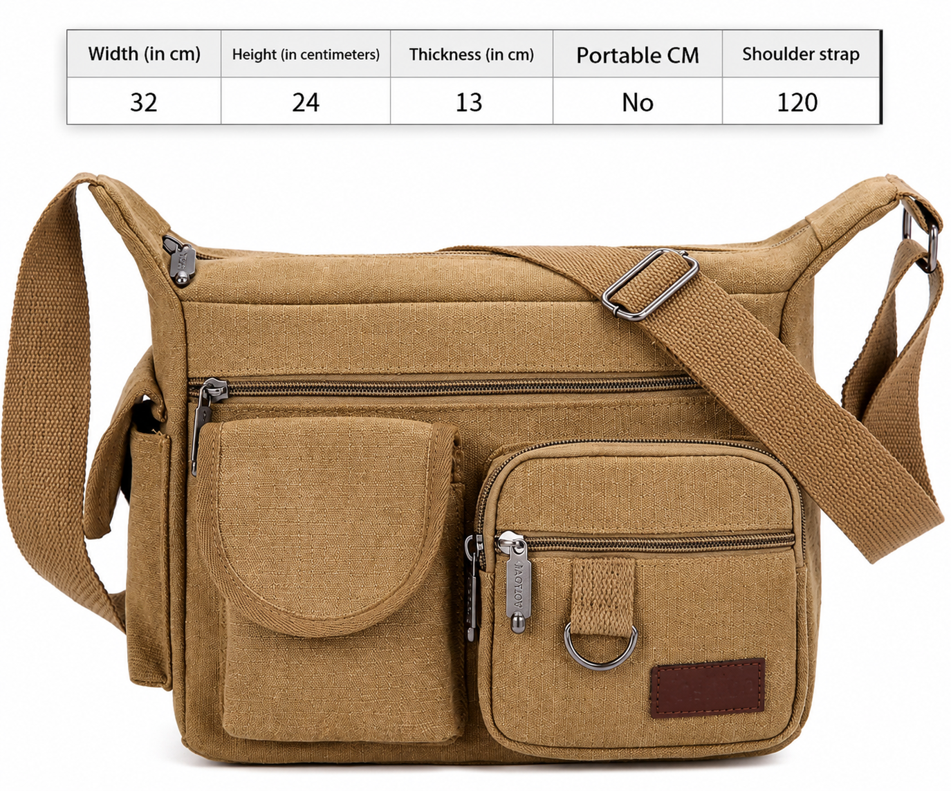 Sac Messenger Vintage Unisexe avec Grand Rangement