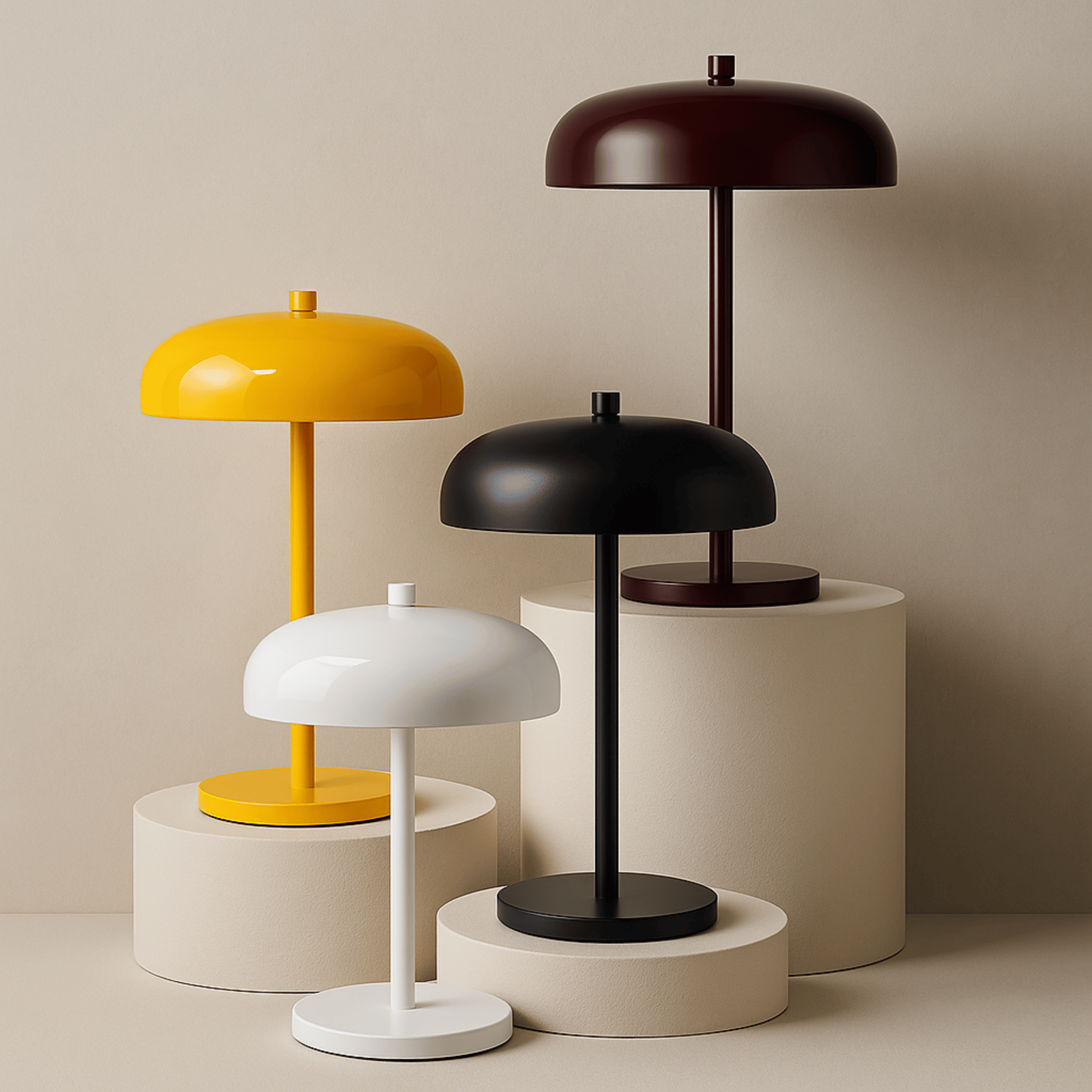 Lampe de table avec abat-jour en dôme et base ronde