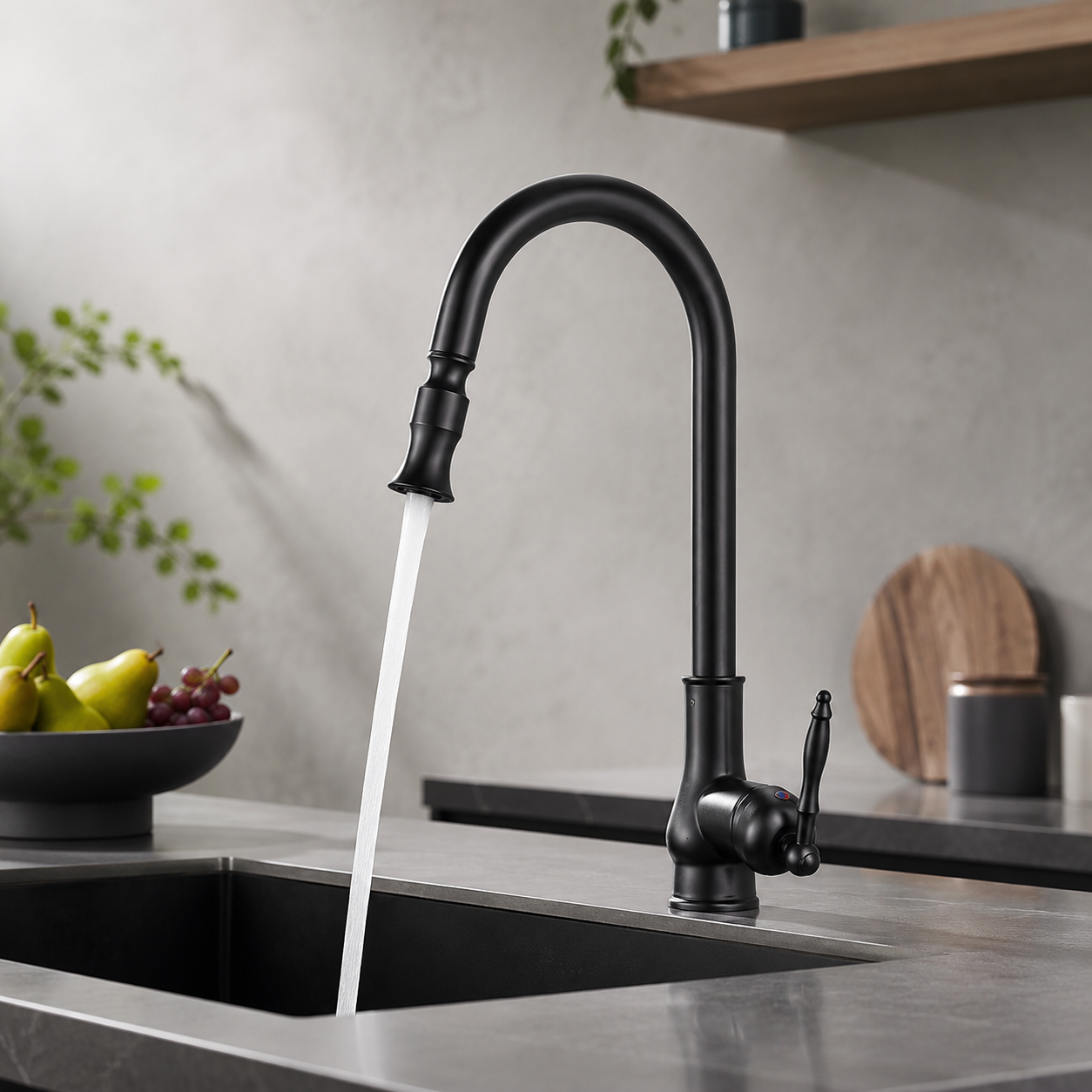BRONZEFLOW – Robinet de cuisine à tirage antique en bronze avec contrôle tactile