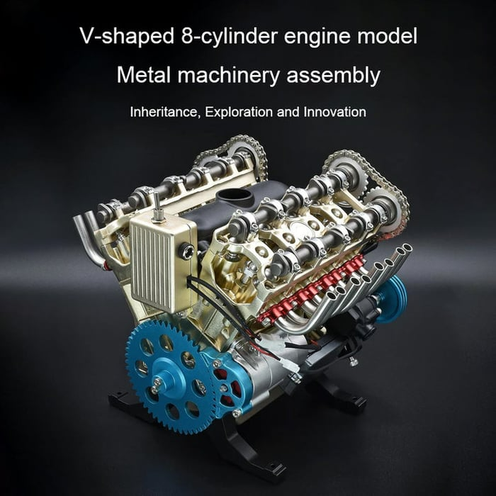 Modèle de moteur automobile | 8 cylindres | Objet de collection en résine massive | Objet d'apprentissage et de décoration