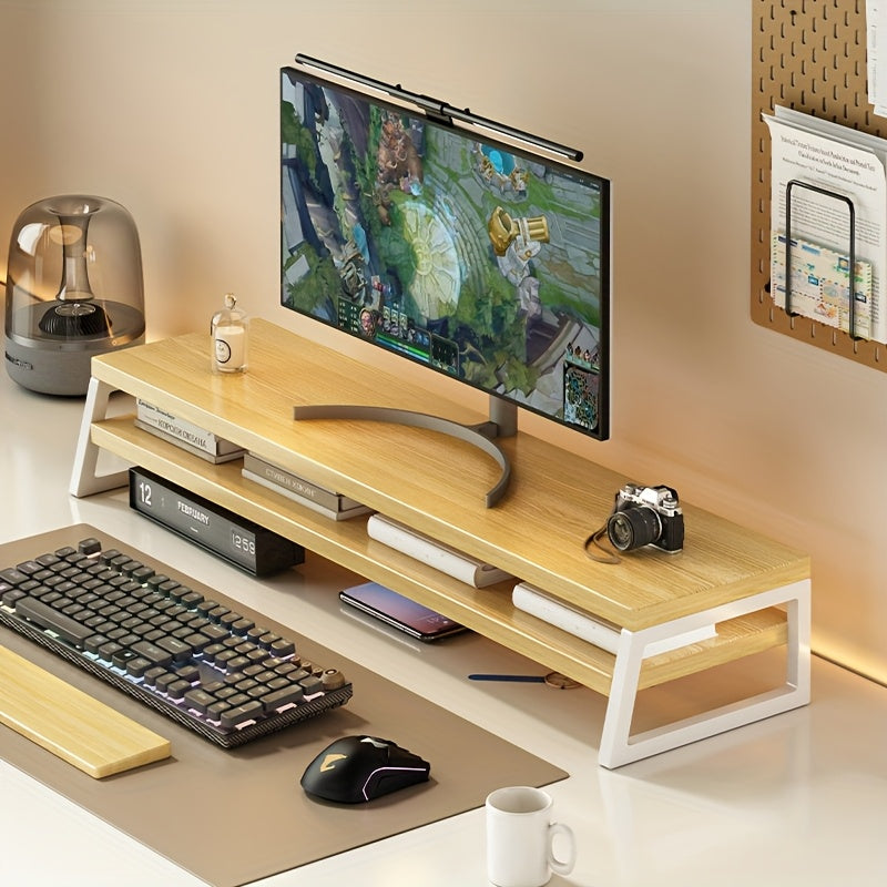 MODERNLIFT - Support de Moniteur en Bois Économiseur d'Espace avec Rangement, Cadre Métallique Durable