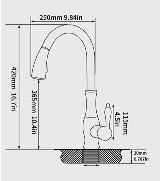 Robinet de cuisine moderne extensible