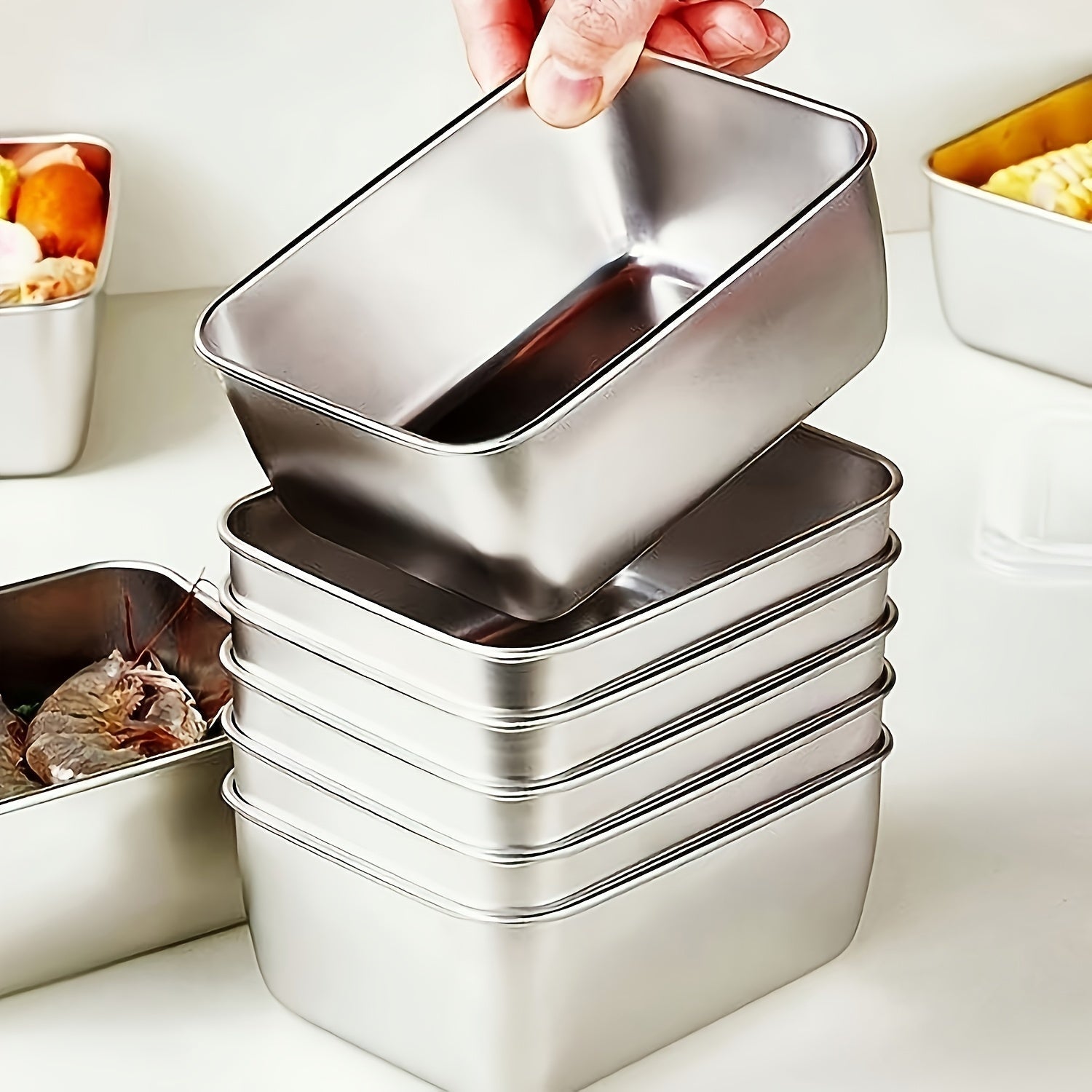 Ensemble de Conservation Alimentaire en Acier Inoxydable de 7 Pièces – Conteneurs Empilables avec Couvercles en Plastique