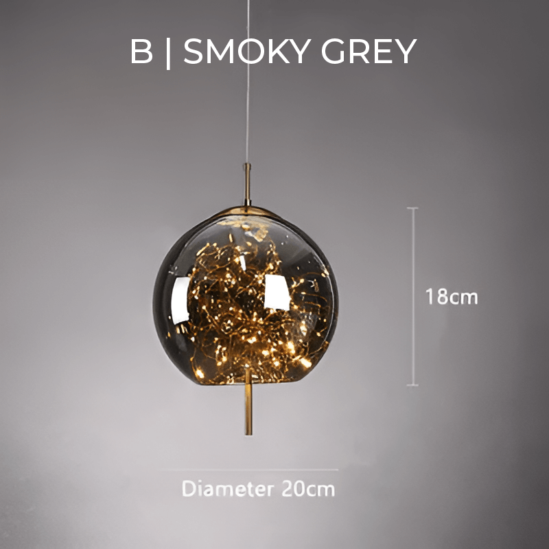 Suspension en Verre Marron avec Plusieurs Lumières