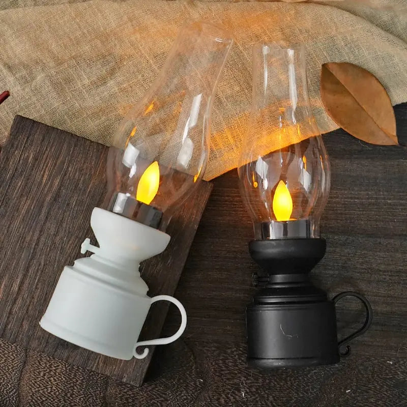 Lanternes LED avec flamme vacillante | sans fil, effet de lumière de bougie sécurisé (sans fumée/chaleur) | Inclus 3x piles LR44 | 18,3 cm | Noir/Blanc/Bronze