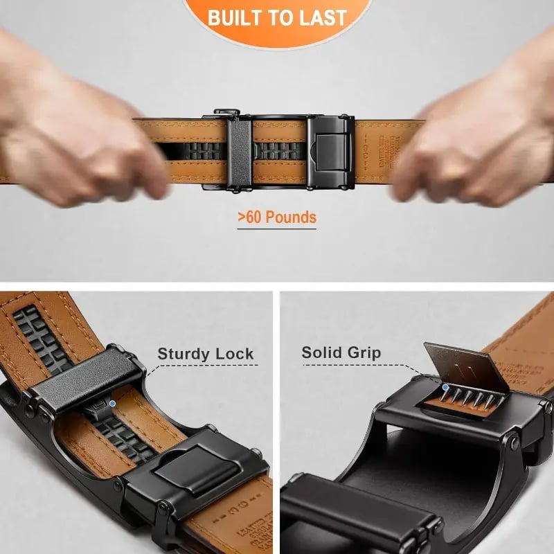 Ceinture à cliquet en cuir Eptchn avec boucle ajustable CrackSlick