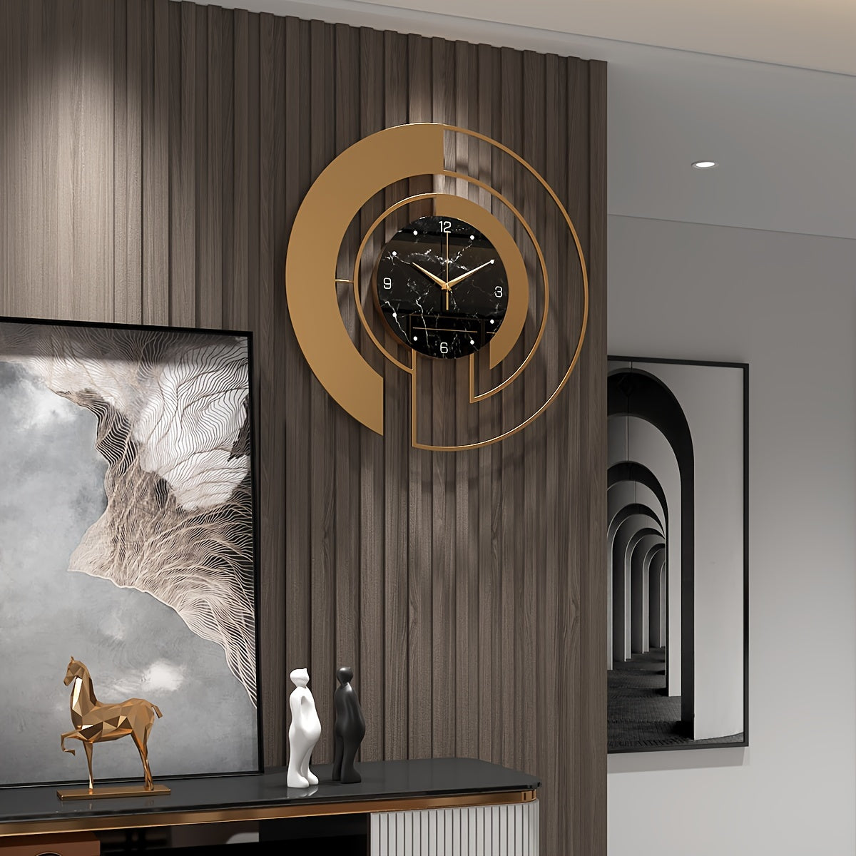 Horloge murale moderne en métal design en verre mouvement silencieux