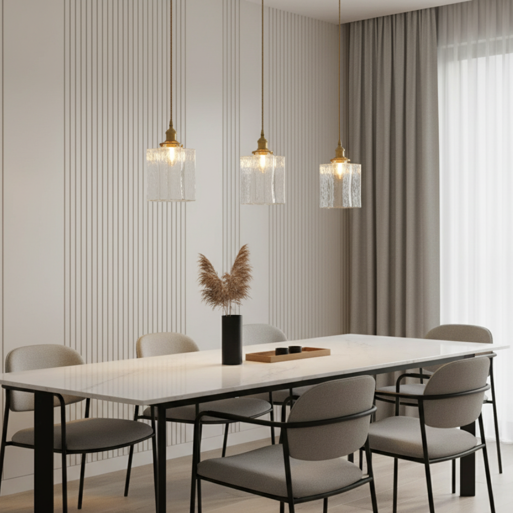Collection Savoy | Suspension en Verre avec Finition Texturée, Style Vintage pour Éclairage de Cuisine