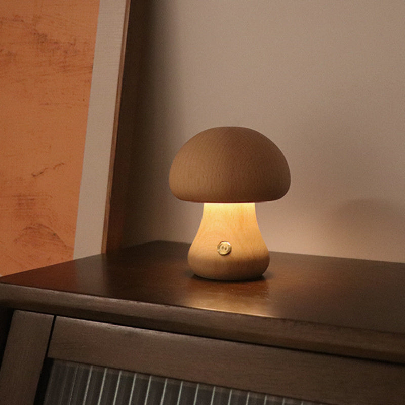 Lampe de table Vintage en bois Champignon