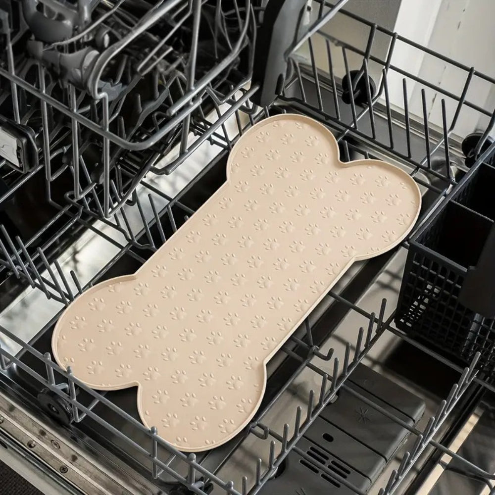 Tapis de Nourriture en Silicone en Forme d'Os pour Animaux