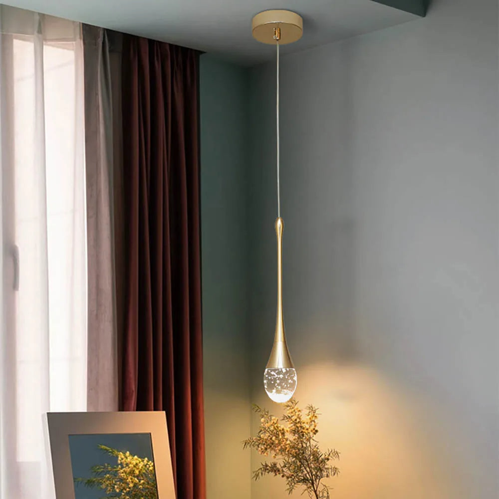 Suspension en verre avec lumière chaude - Vetra
