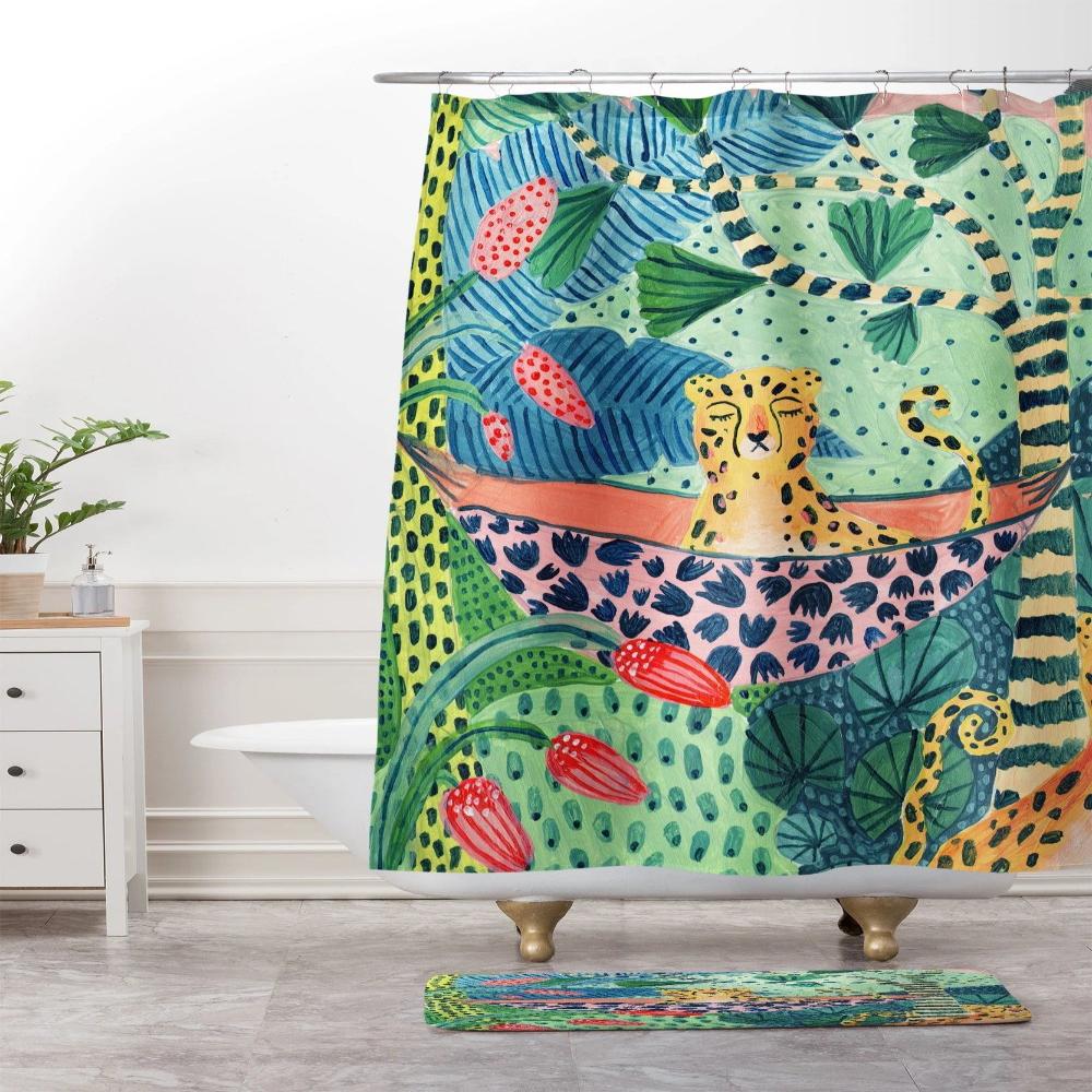 Rideau de Douche Léopard Tropical