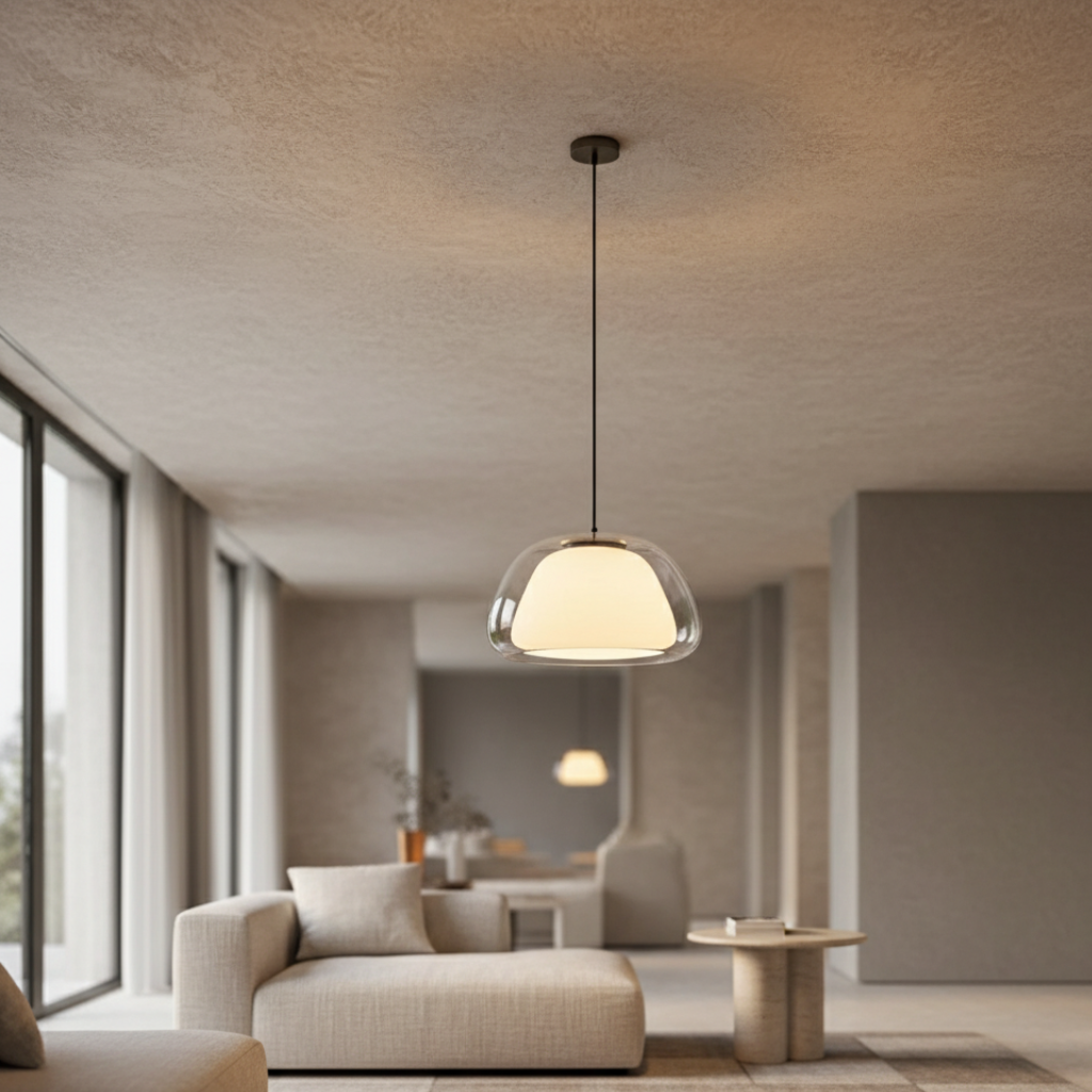Lustre en Verre Moderne - Design de Dôme Ajustable pour Îlot de Cuisine