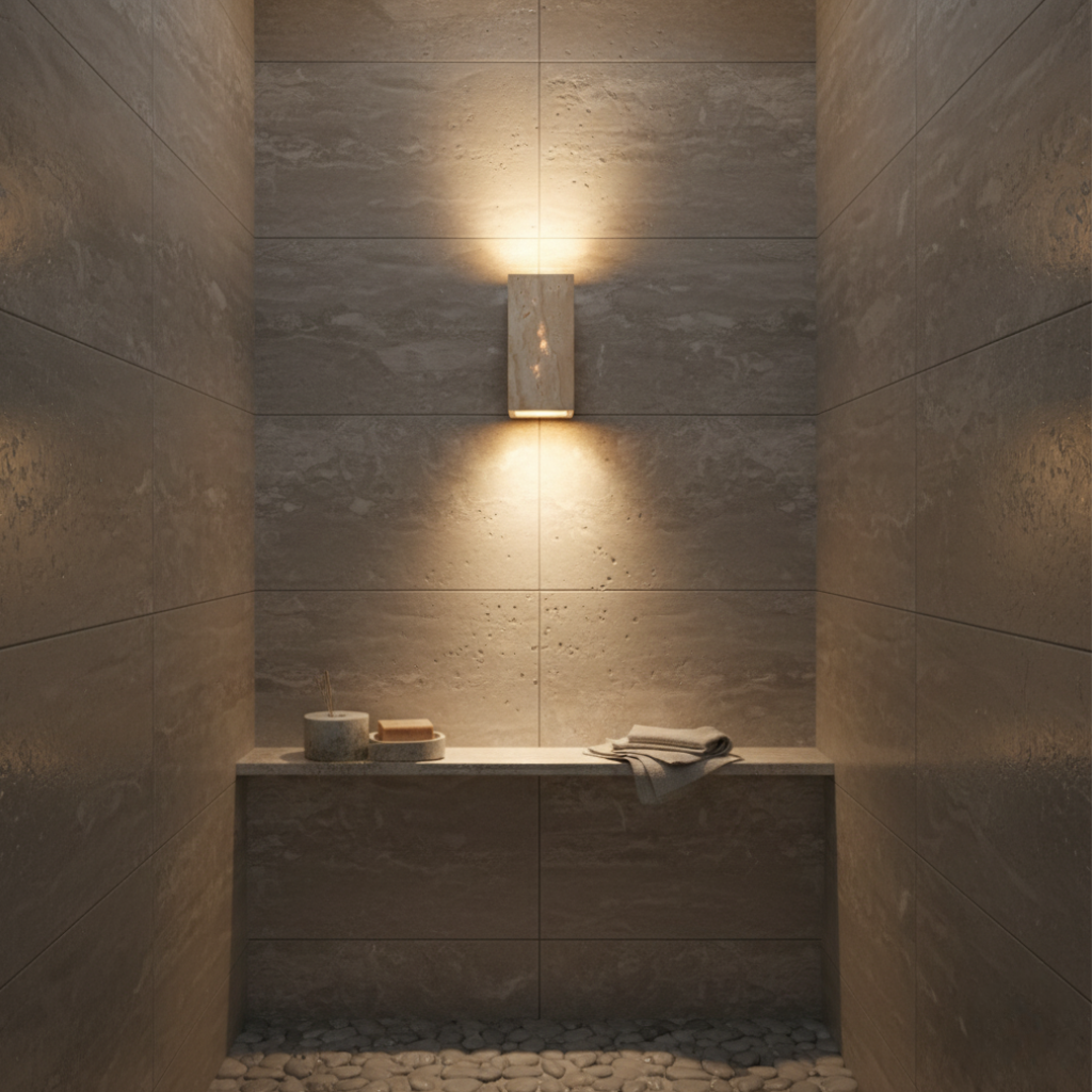 Applique Murale Minimaliste en Travertin Naturel - Éclairage Intérieur/Extérieur Haut et Bas