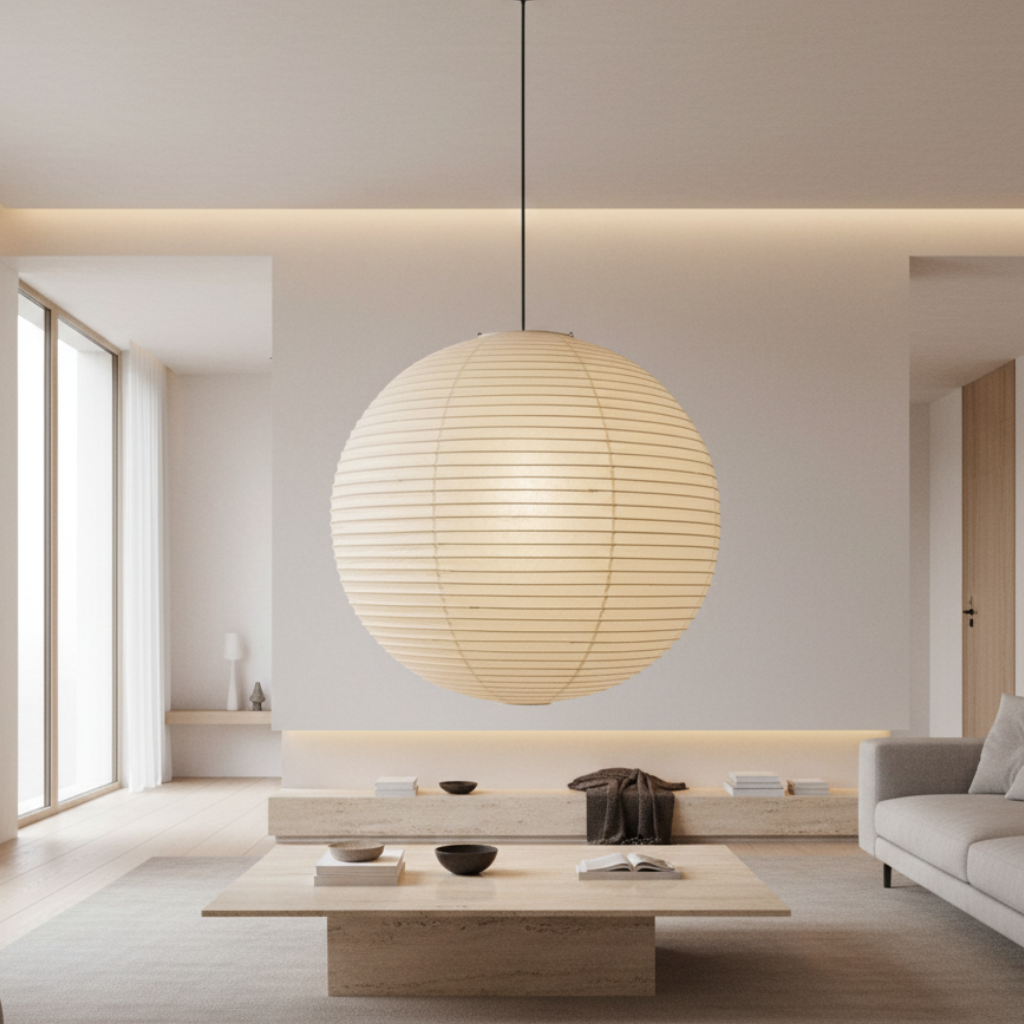 Lampe Suspendue Ronde Akari - Éclairage Suspendu Élégant avec Éclairage Ambiant