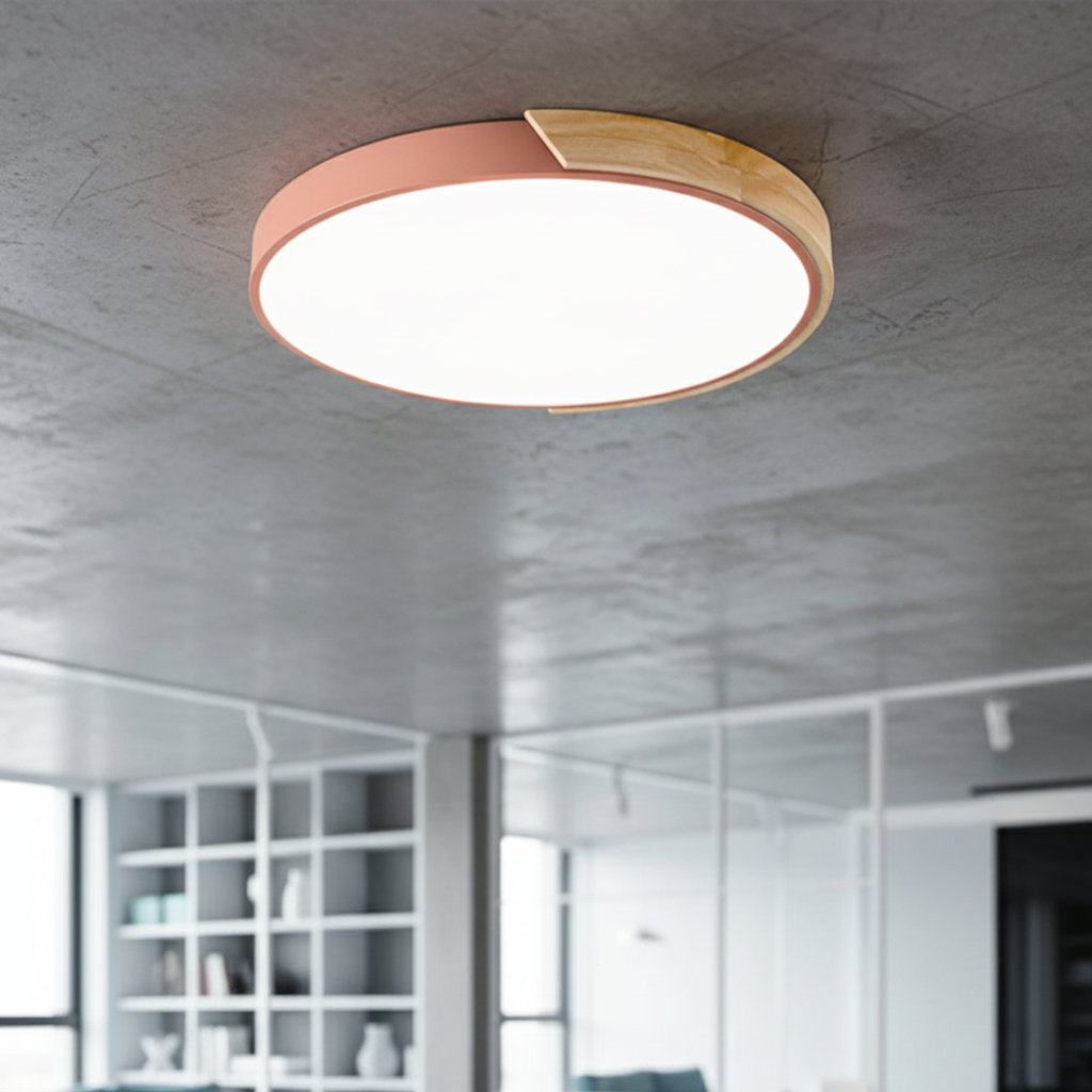 Lumière de plafond encastrée en bois Splice - Design moderne Japandi dimmable