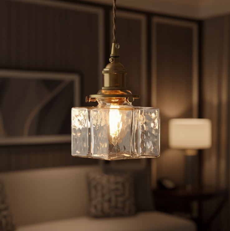 Collection Savoy | Suspension en Verre avec Finition Texturée, Style Vintage pour Éclairage de Cuisine