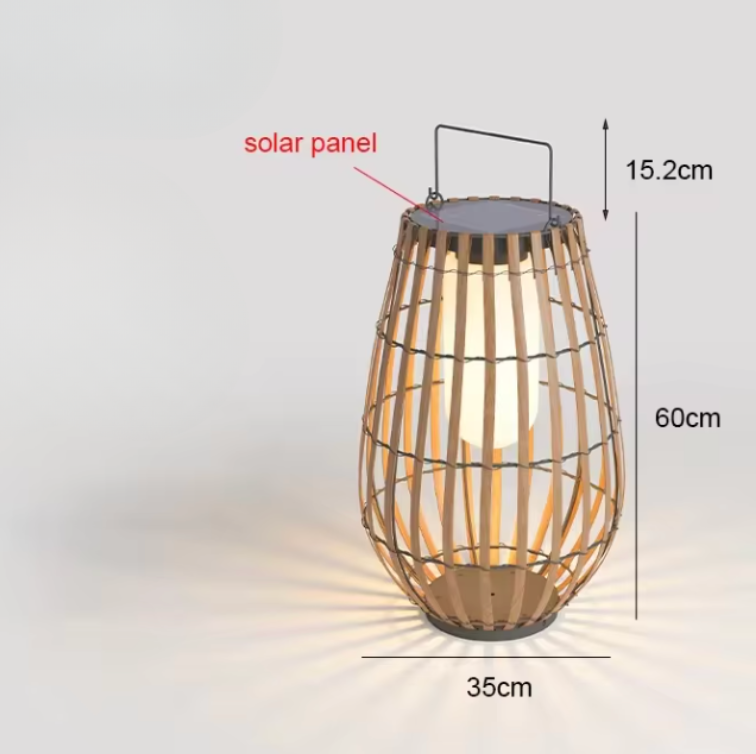 Lampe de sol en rotin solaire d'extérieur | Décoration d'éclairage de patio et de jardin imperméable tissée à la main