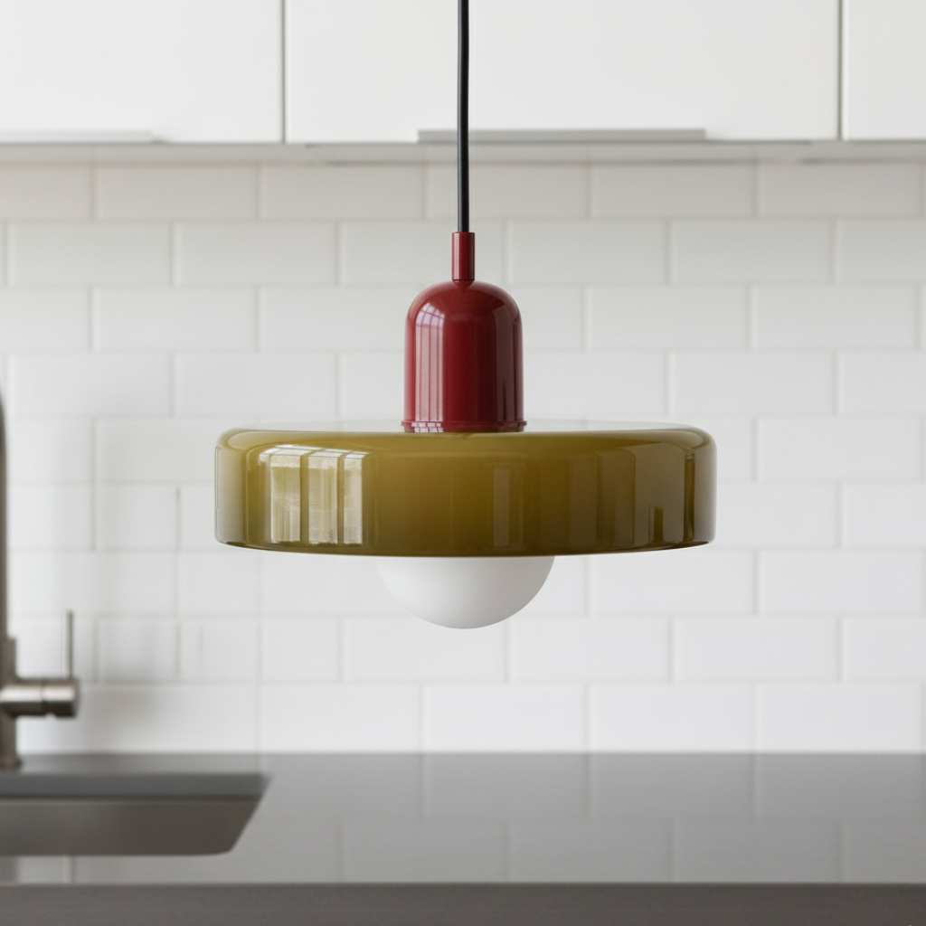 Luminaire en Verre Inspiré du Bauhaus – Éclairage Suspendu Moderne pour Cuisine