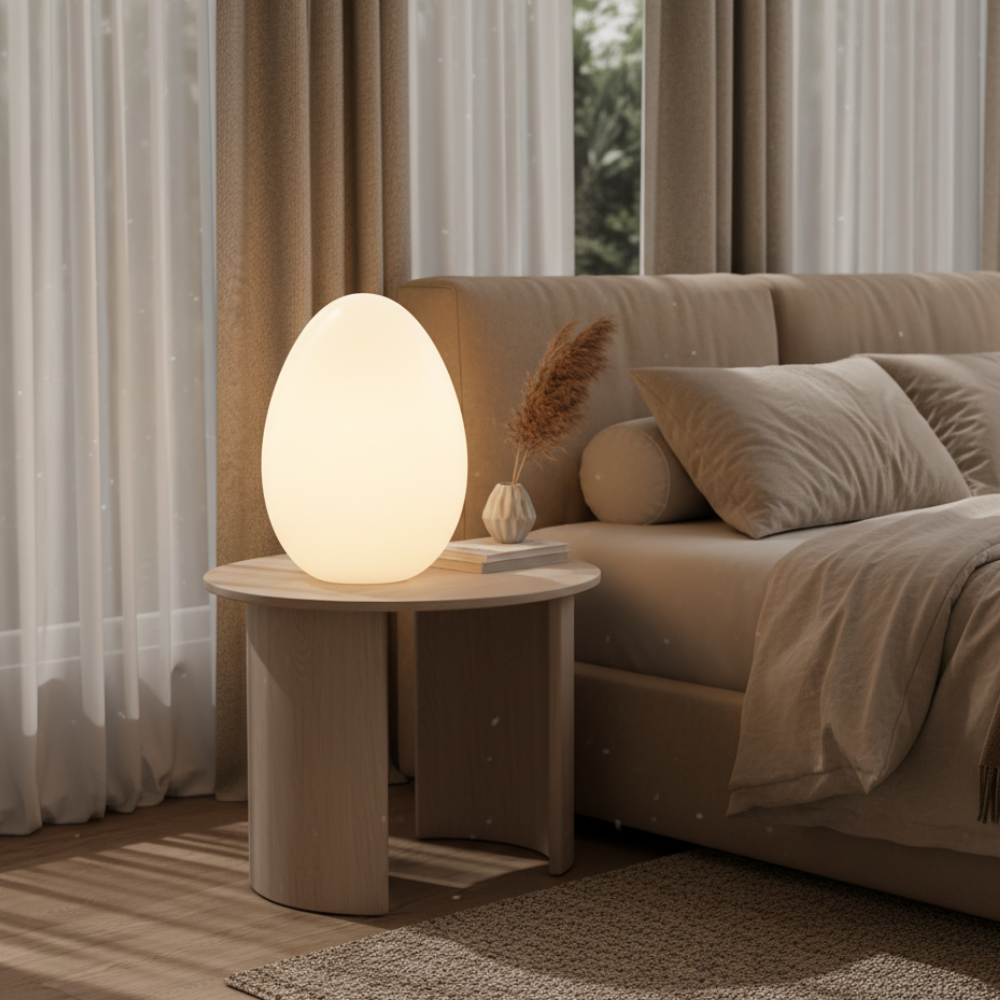 SolStone | Lampe de sol sculpturale œuf moderne minimaliste pour salon