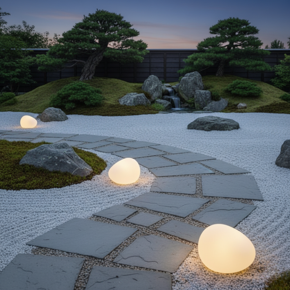 LunaStone | Lumière de Pierre Pebble Solaire d'Extérieur, Lumière LED Étanche pour Chemin de Jardin