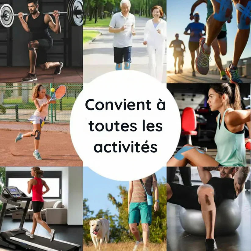 Kinesiology Knie Tape | Pré-découpé & Élastique | Coton, Respirant & Imperméable
