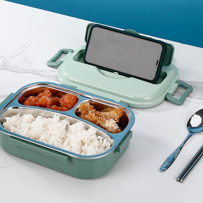 Boîte à lunch thermique en acier inoxydable – intérieur en acier inoxydable – 3 ou 4 compartiments avec bol à soupe – Horloge murale