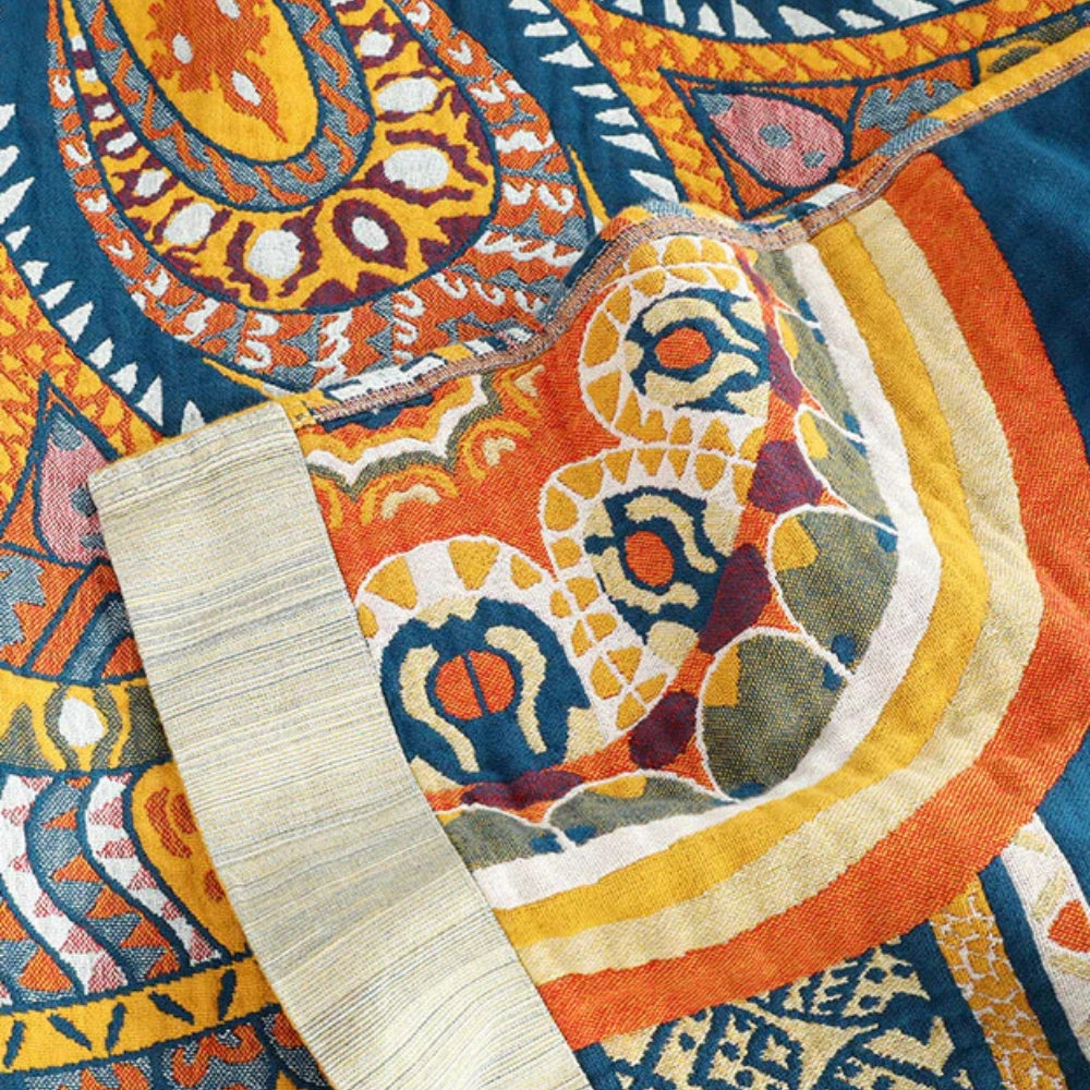 Couverture Réversible en Coton Golden Lotus Comfort
