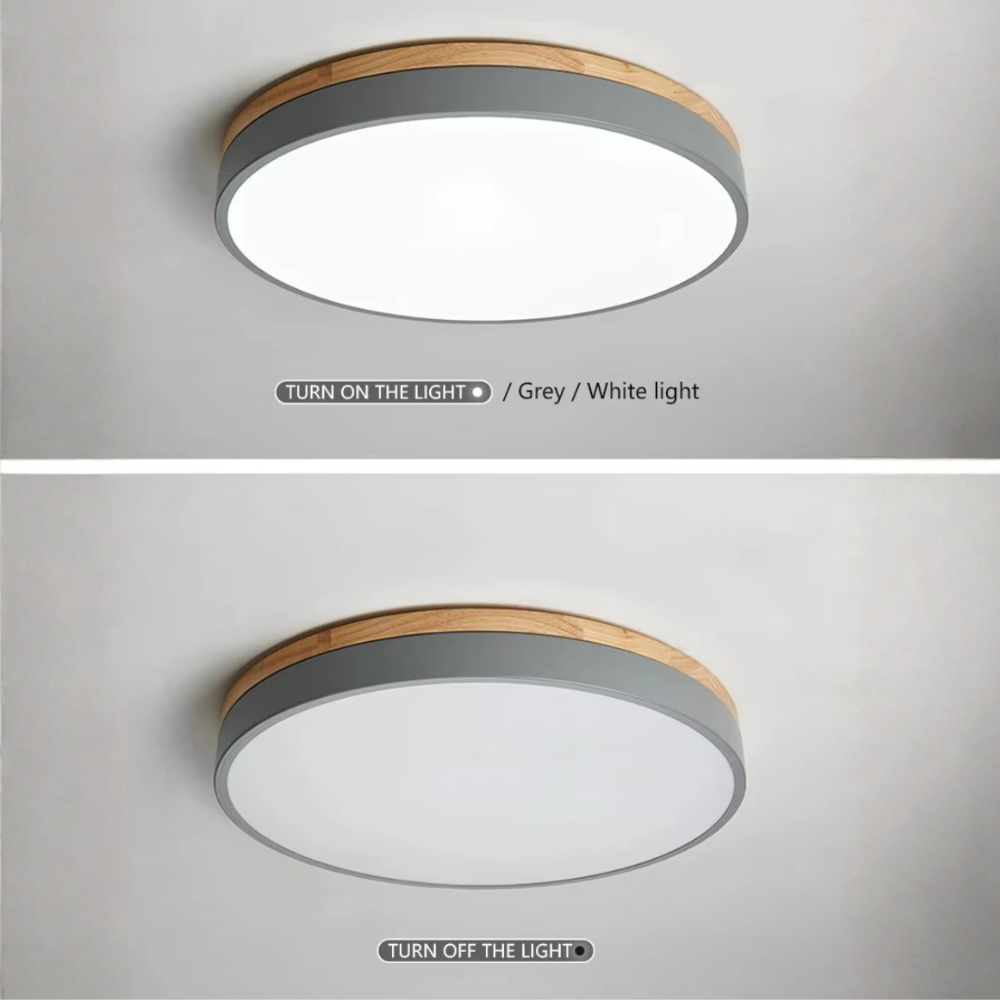 Lumière de plafond encastrée Horizon - Design moderne ultra-fin avec accent en bois