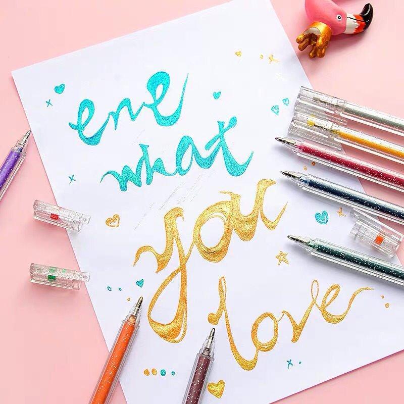 GlitteryPen™  | Ensemble de stylos gel avec 18 couleurs | Effets pailletés et métalliques | Créatif pour enfants et adultes