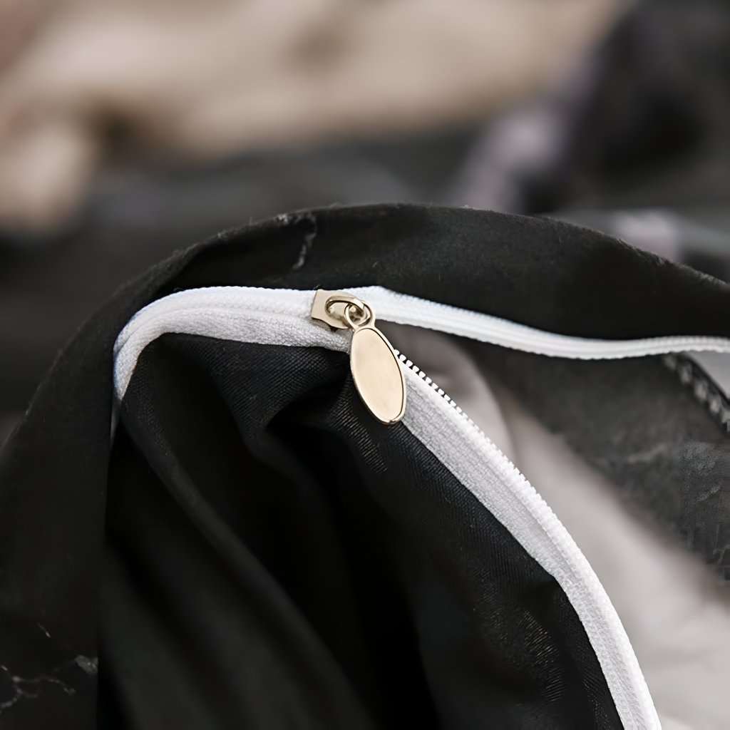 Marbre Noir Luxe | Ensemble de Housse de Couette 3 pièces