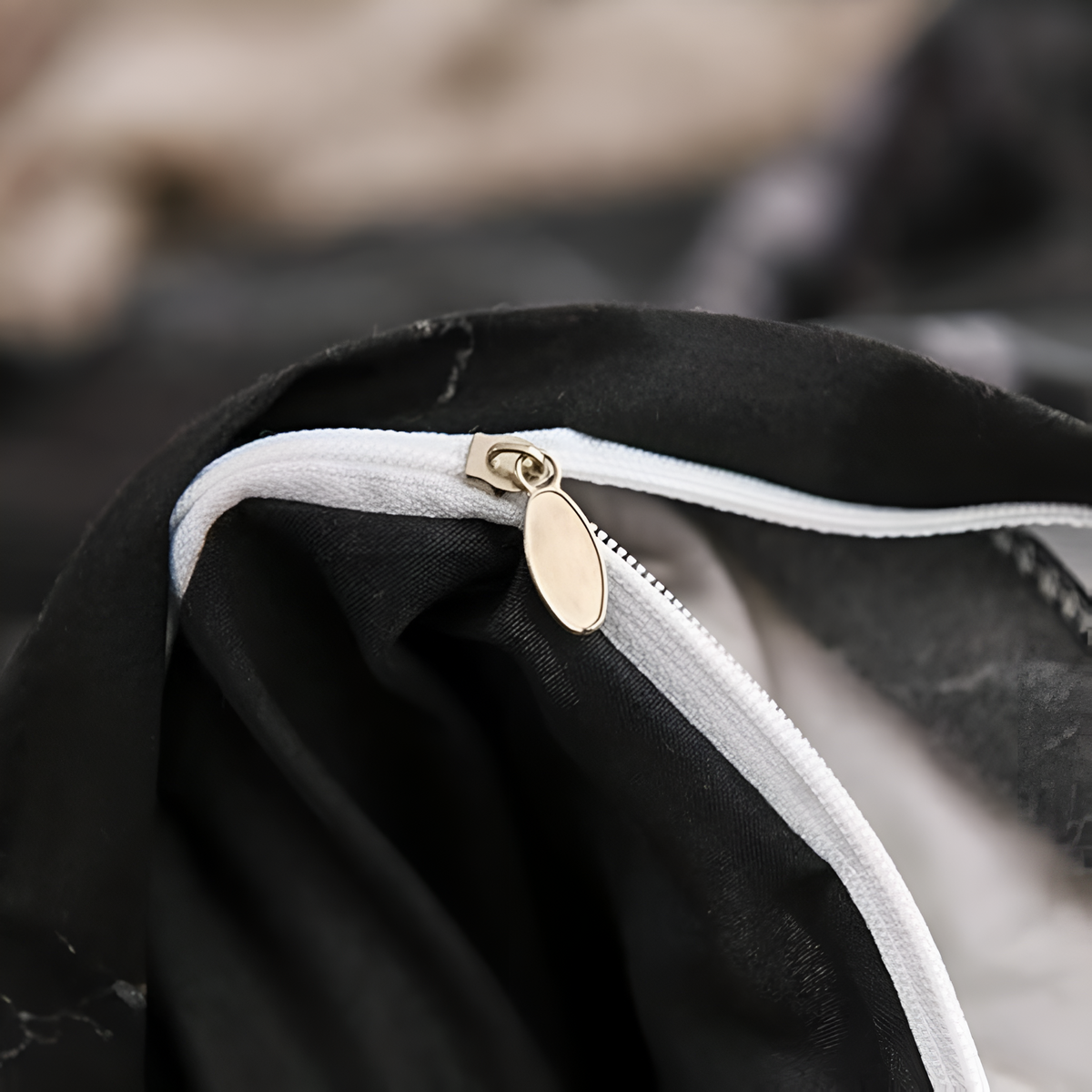 Marbre Noir Luxe | Ensemble de Housse de Couette 3 pièces