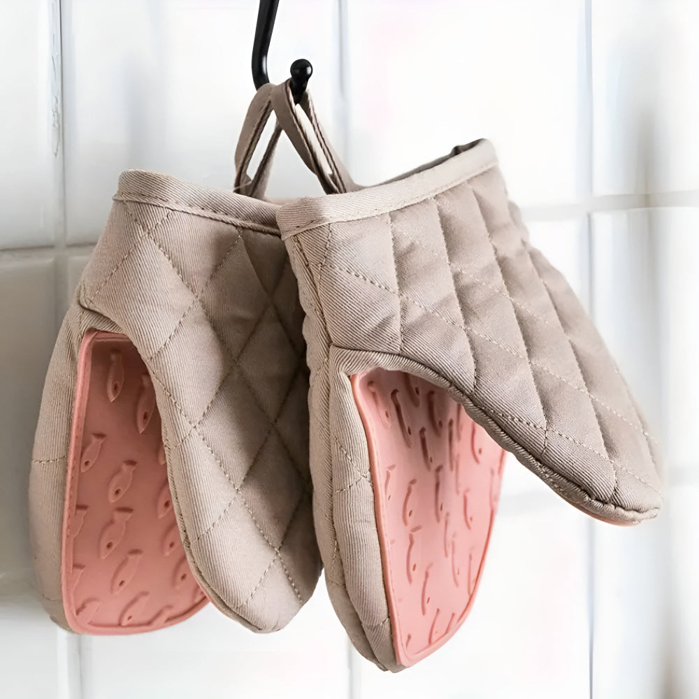 Gants de Cuisine Isolants en Silicone Matelassés