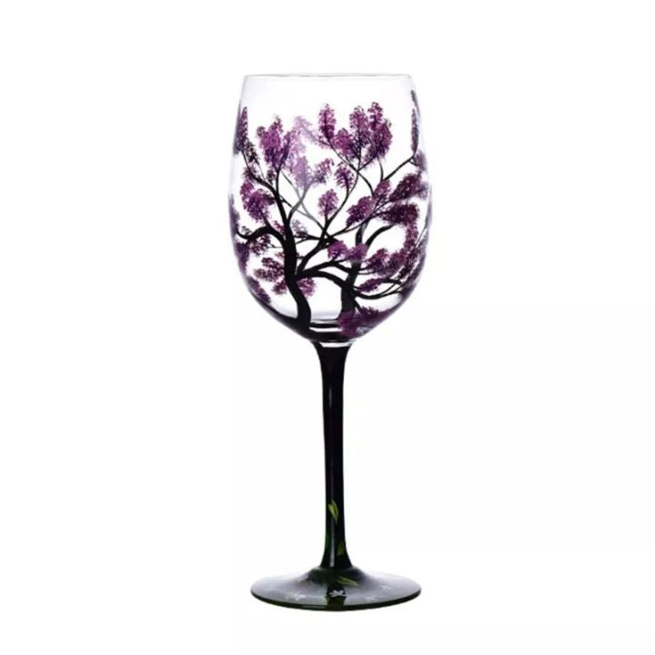VinoVerve | Verre à vin des Quatre Saisons - Verres Artistiques Peints à la Main