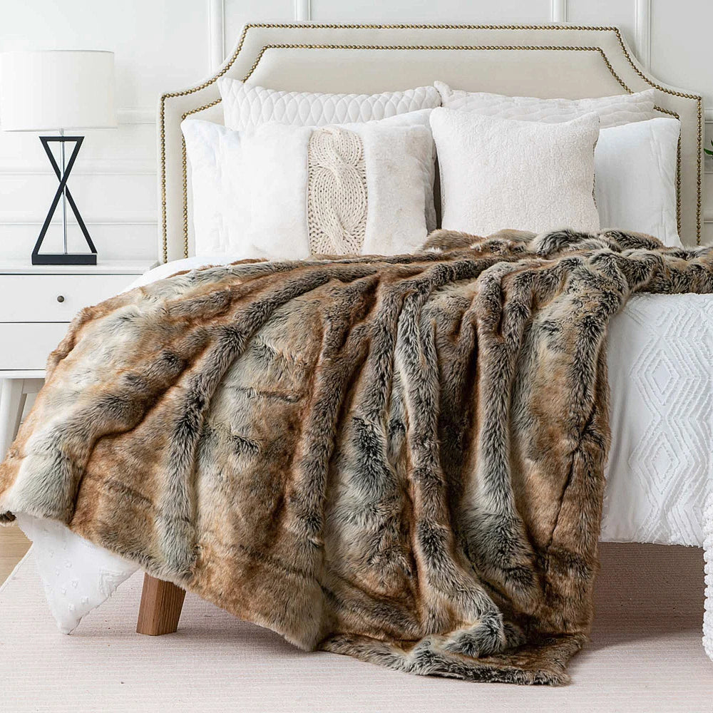 Plaid en Fausse Fourrure pour Canapé et Chambre