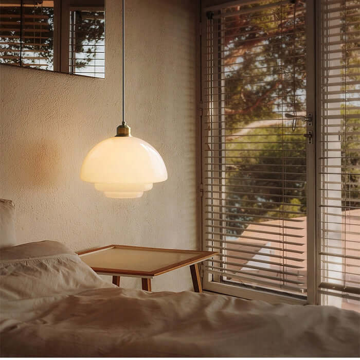 Suspension Moderne en Verre Blanc