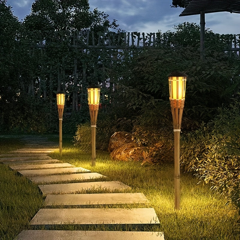 FLAMEGLOW – Lampes LED en Bambou Solaire pour une Ambiance Extérieure