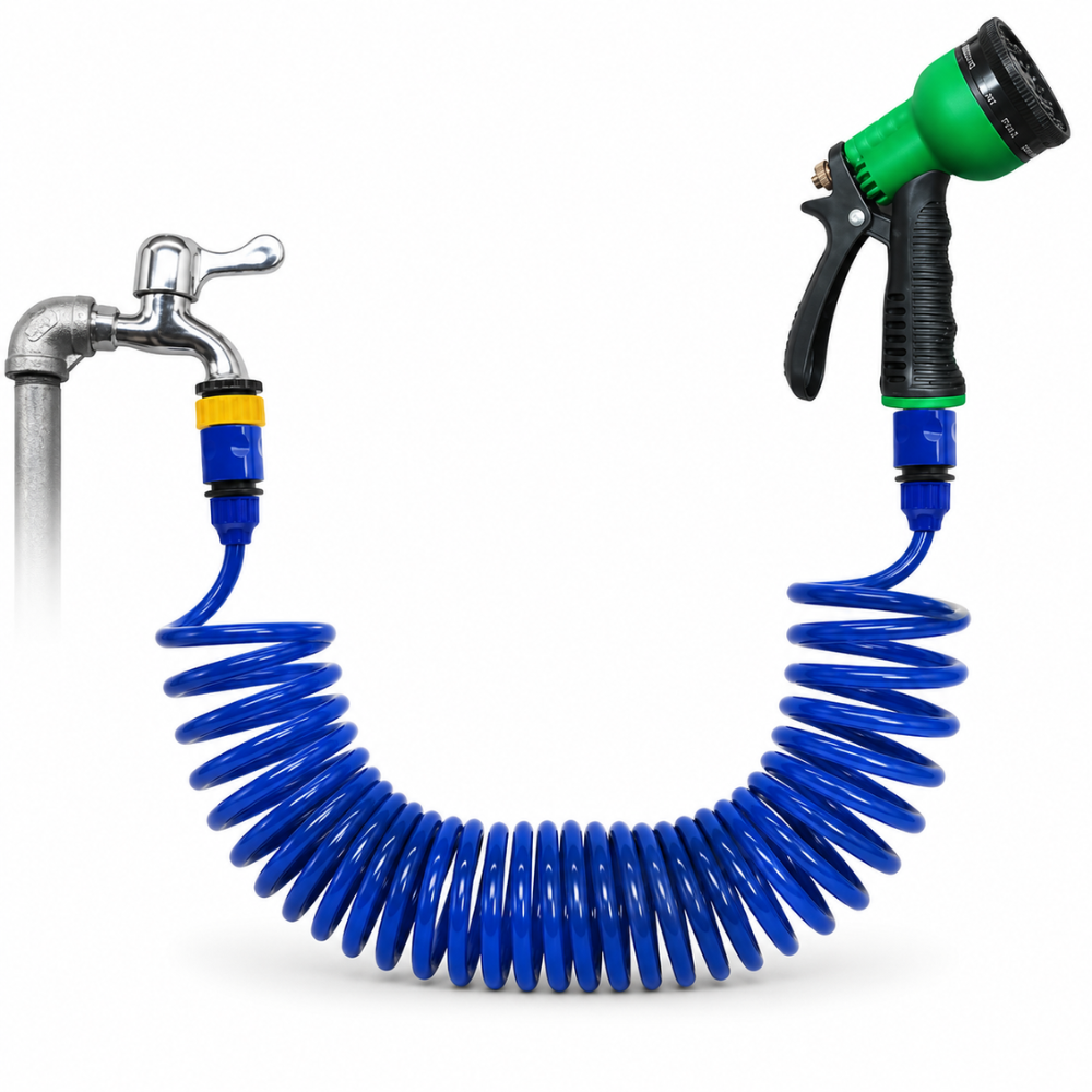 Tuyau de jardin spiralé Compact tuyau d'arrosage avec raccords rapides