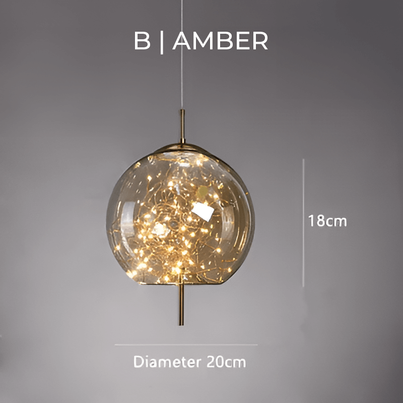 Suspension en Verre Marron avec Plusieurs Lumières