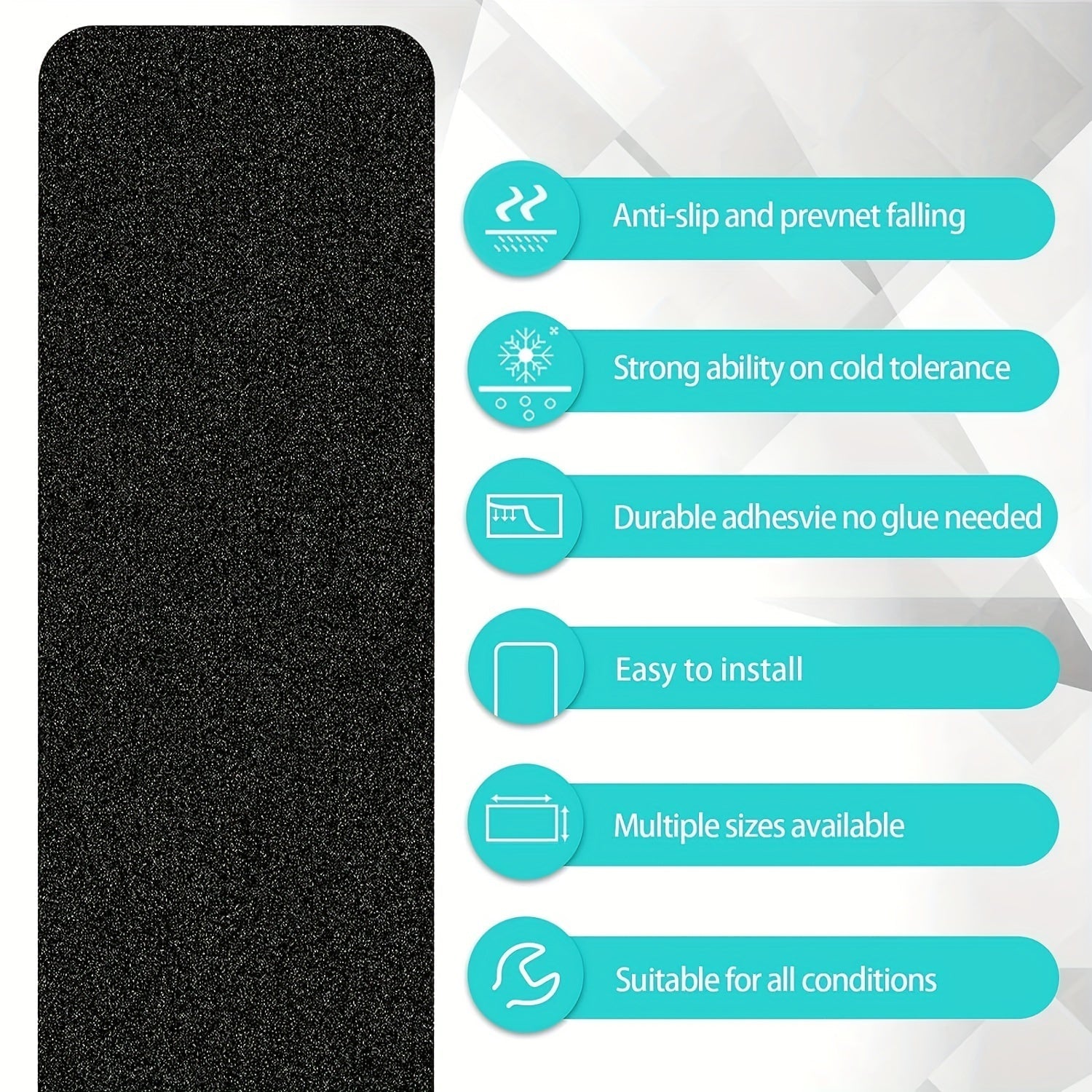 Skanto | Bandes Antidérapantes pour Marches 10-pk – 6"x24", Grain 80, Résistantes aux Intempéries